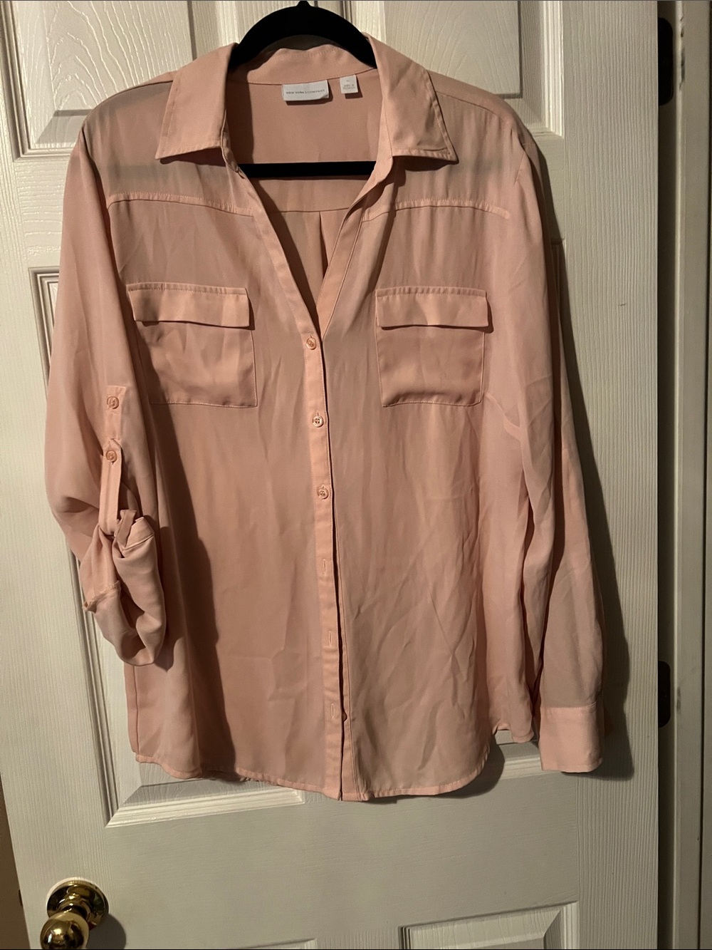 New York & Company Blush Pink Button-Front Shirt